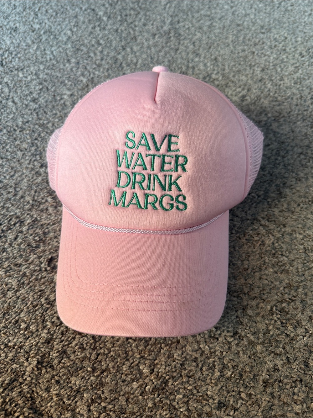 Pink 'Save Water Drink Margs' Embroidered Mesh Trucker Hat
